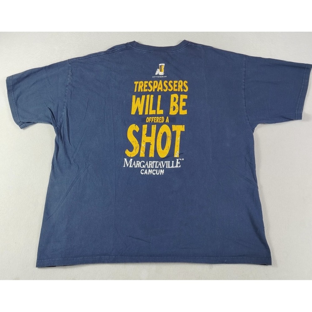 Vintage Margaritaville Shirt Men XL Blue Cancun Trespassers Shot Beer Y2K Casual